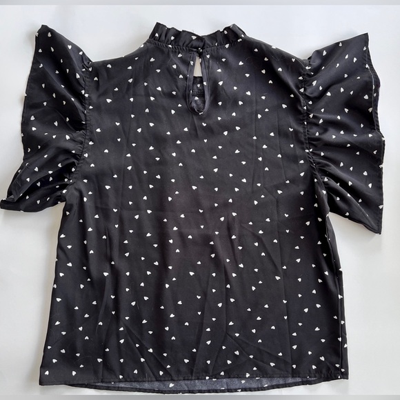 SHEIN LUNE Heart Confetti Mock Neck Keyhole Back Blouse Size L - Picture 7 of 10